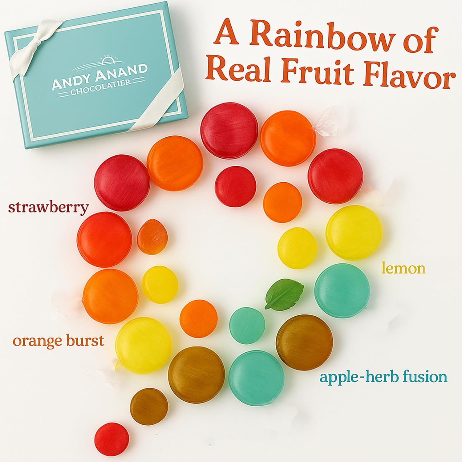 Andy Anand Sugar-Free Mixed Fruit Hard Candy (80 pc, 7 oz) | European Imported, Stevia, Gluten-Free | Local SoCal Bakery