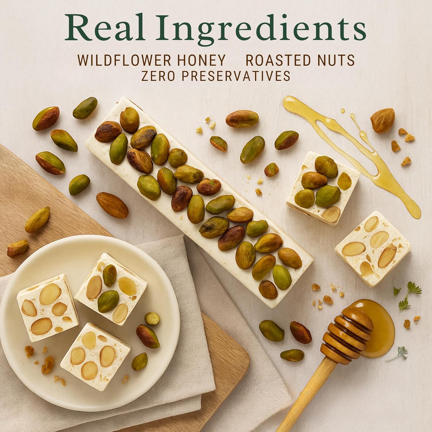 Andy Anand Italian Roasted Pistachio Nougat Brittle (7 oz) | Gluten-Free Wildflower Honey | Local SoCal Bakery