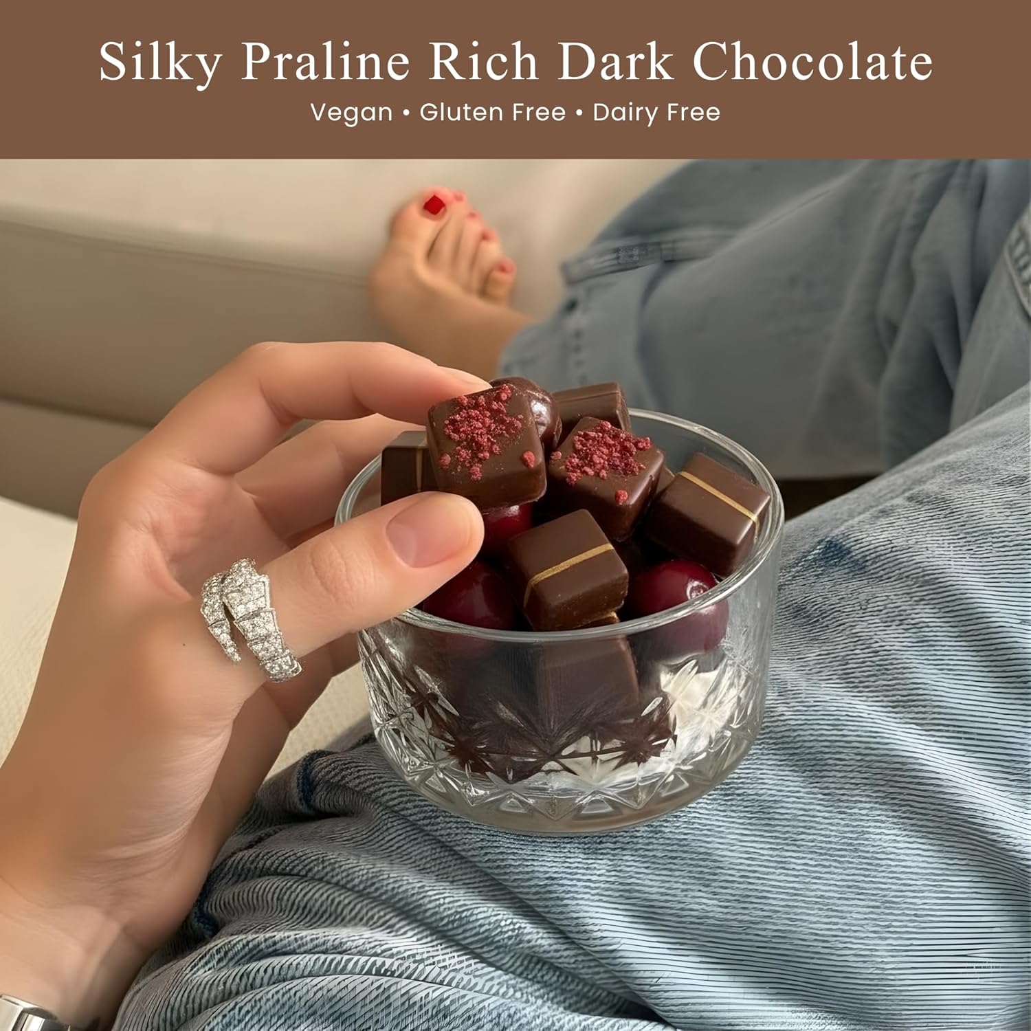Andy Anand Vegan Dark Chocolate Truffles Praline Collection (25 pc) | Gluten-Free Gift Box, 60% Cocoa Butter | Local SoCal Chocolatier