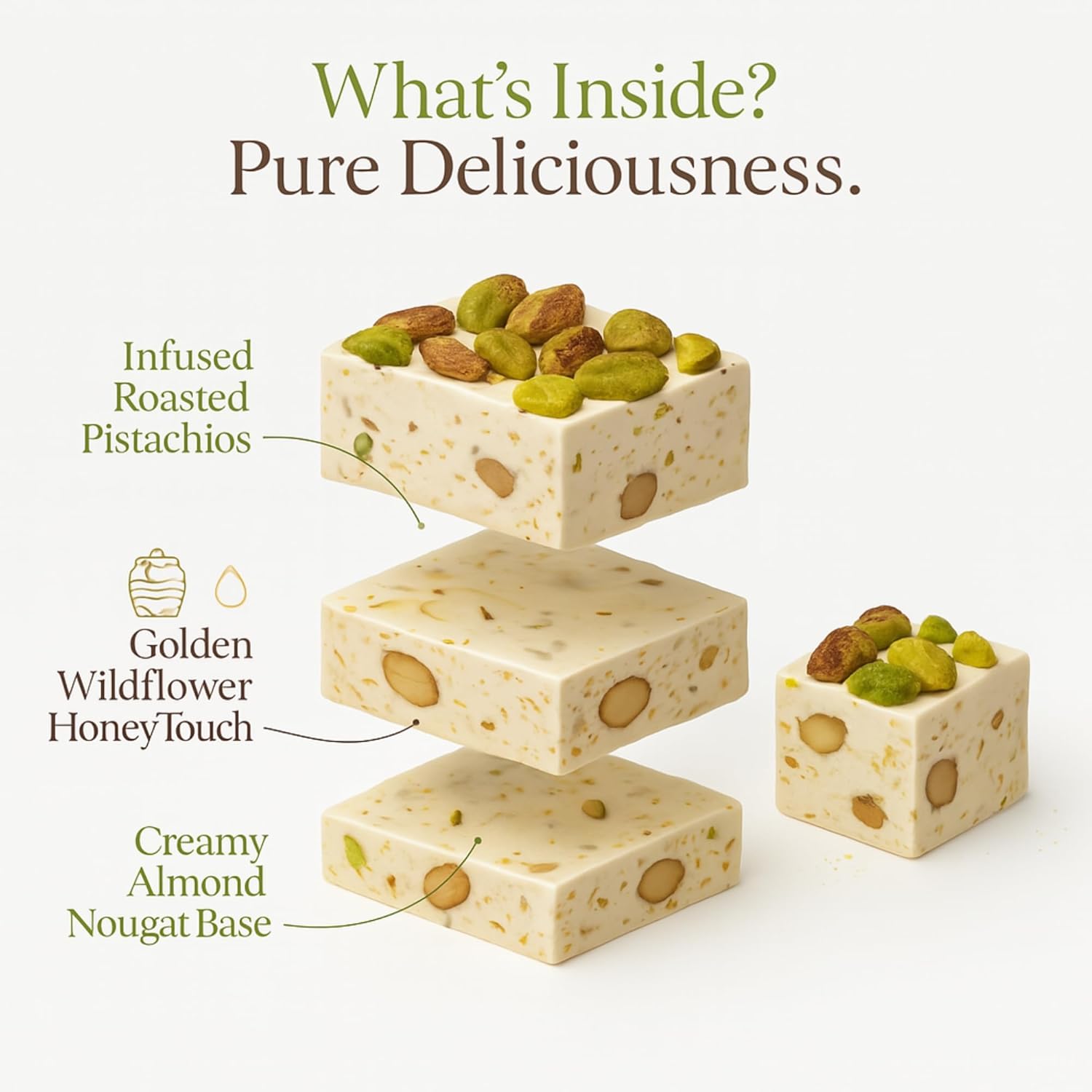 Andy Anand Italian Roasted Pistachio Nougat Brittle (7 oz) | Gluten-Free Wildflower Honey | Local SoCal Bakery