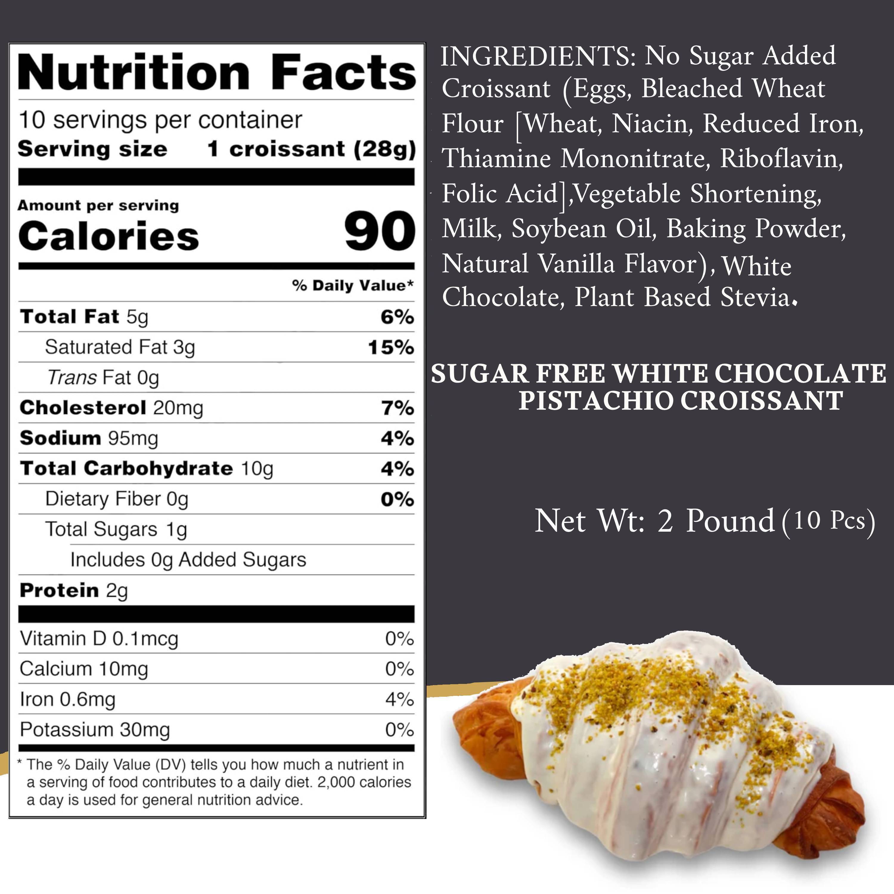 Andy Anand Sugar-Free White Chocolate Pistachio Croissants (10 pc, 2 lbs) | Sugar-Free & Keto | Local SoCal Bakery