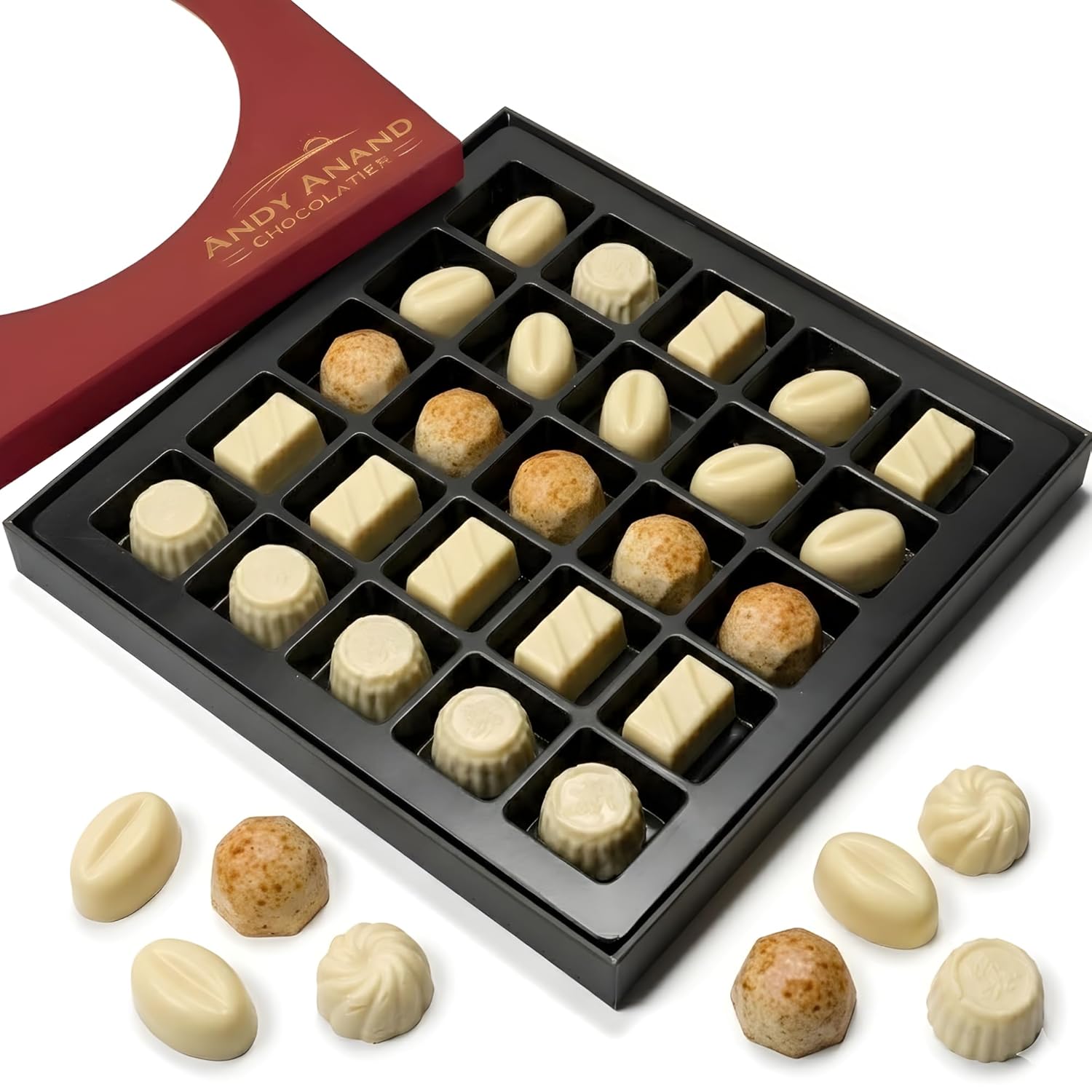 Andy Anand Sugar-Free Belgian White Chocolate Truffles & Pralines (25 pc, 10.5 oz) | Sugar-Free & Keto | Local SoCal Bakery