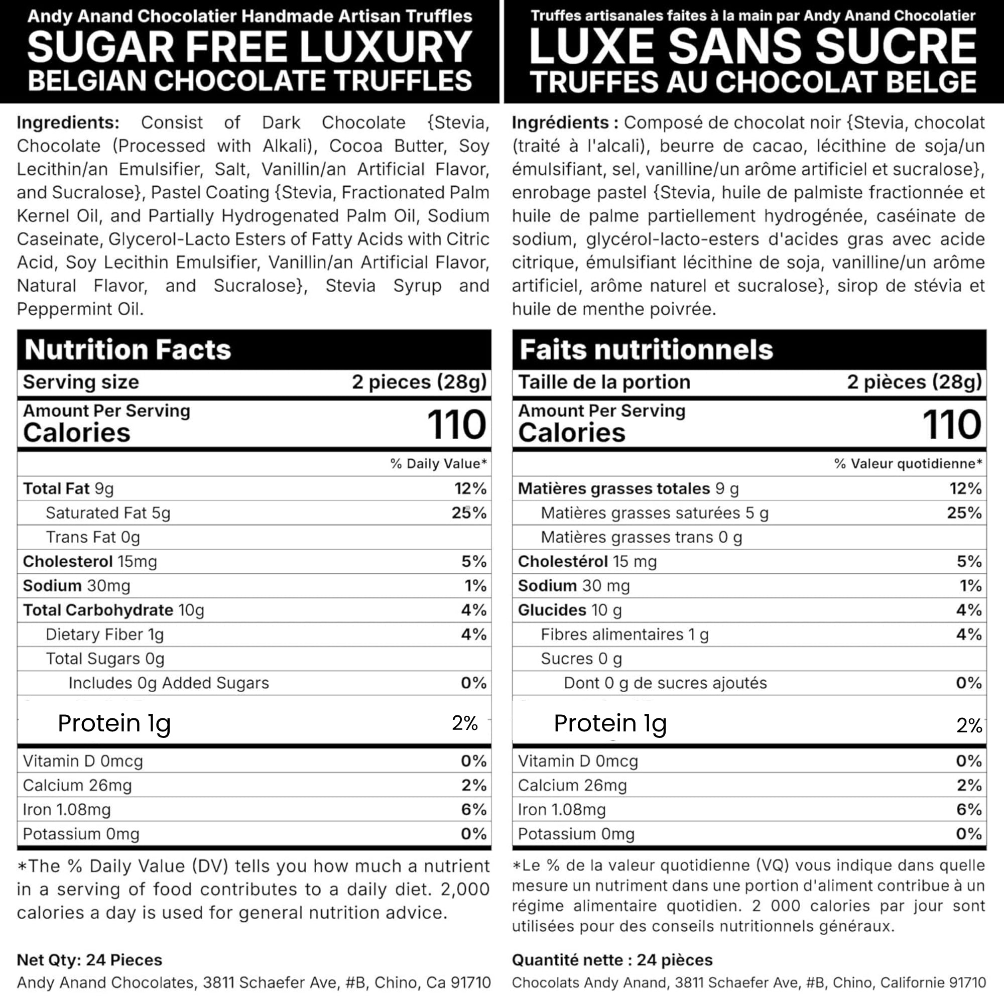 Andy Anand Sugar-Free Belgian Chocolate Truffles (15 pc) | Luxury Assorted Flavors, Gluten-Free, 60% Cocoa Butter | Local SoCal Chocolatier