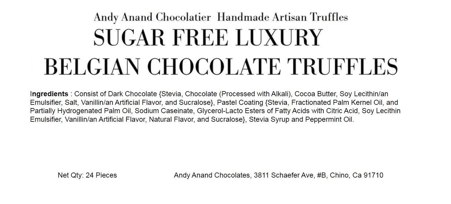 Andy Anand Sugar-Free Belgian Chocolate Truffles (48 pc) | 60% Cocoa Butter, Sugar-Free & Keto | Local SoCal Chocolatier