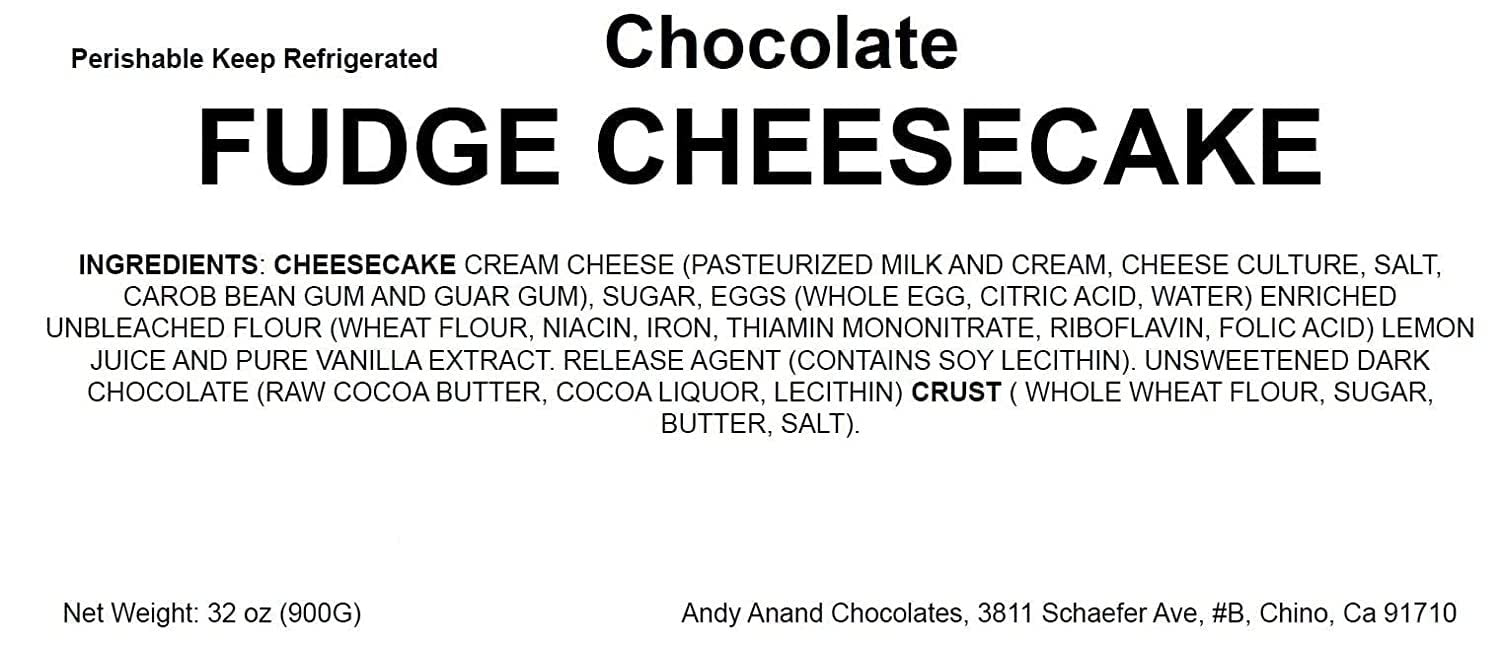 Andy Anand Chocolate Fudge Cheesecake (9-inch, 2 lbs) | Hand-Baked Bakery Cheesecake | Local SoCal Bakery