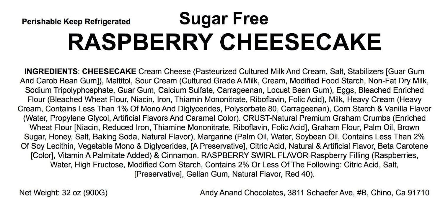 Andy Anand Sugar-Free Raspberry Cheesecake (9-inch, 2 lbs) | Sugar-Free Cheesecake | Local SoCal Bakery