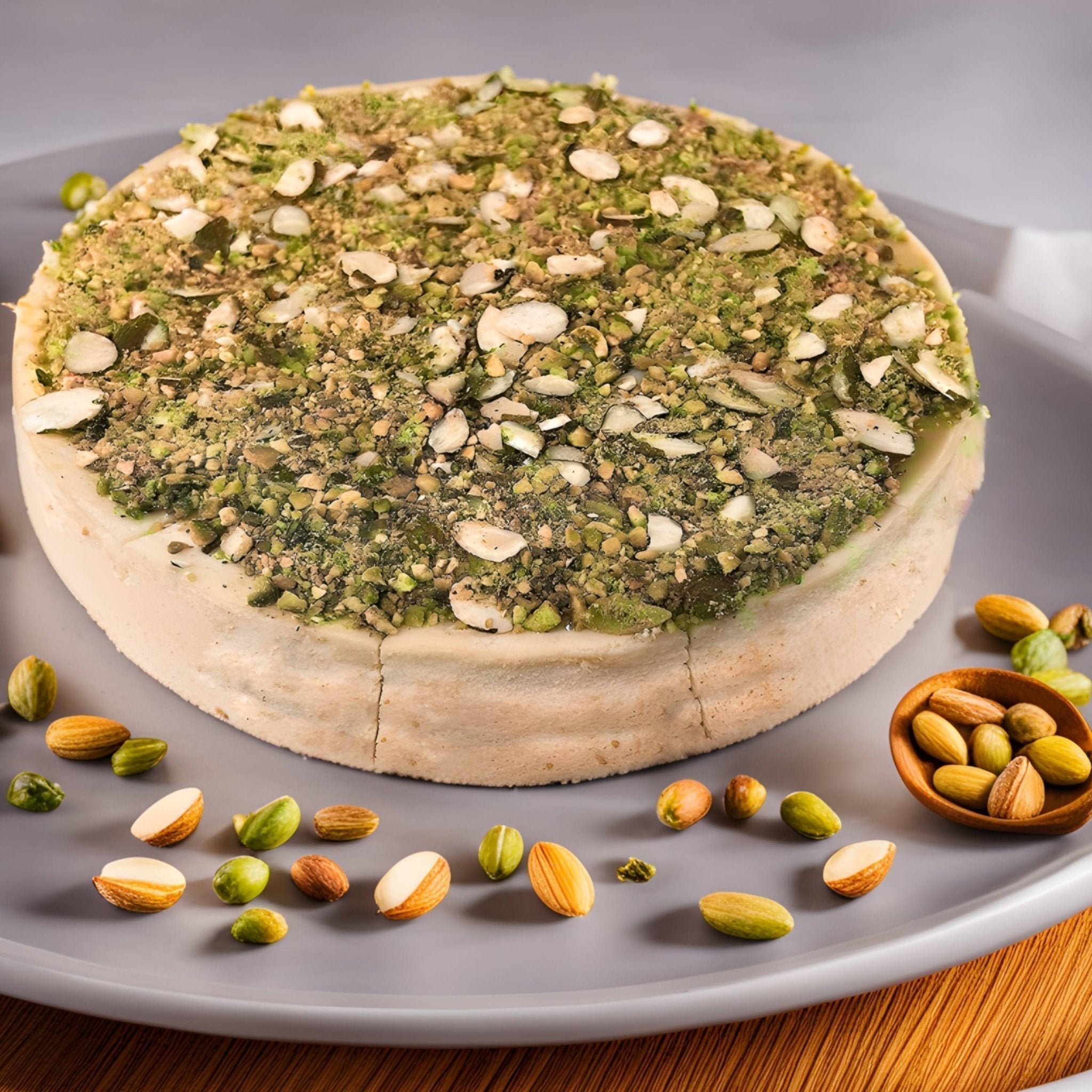 Andy Anand Sugar-Free Pistachio Almond Cheesecake (9-inch, 2 lbs) | Sugar-Free Cheesecake | Local SoCal Bakery