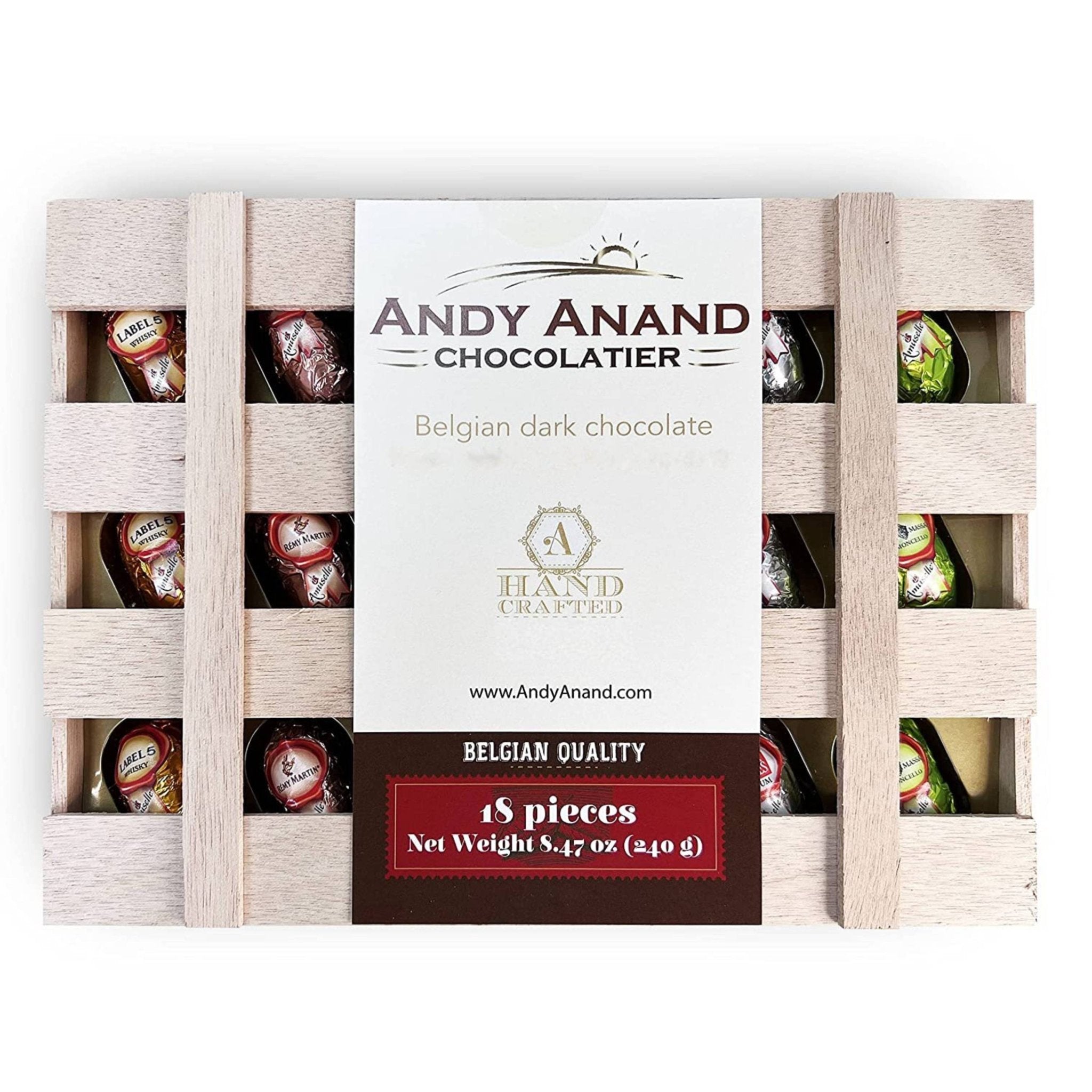 Andy Anand Liquor-Filled Cordial Bottles | European Dark Chocolate, Non-Alcoholic, 60% Cocoa Butter | Local SoCal Chocolatier