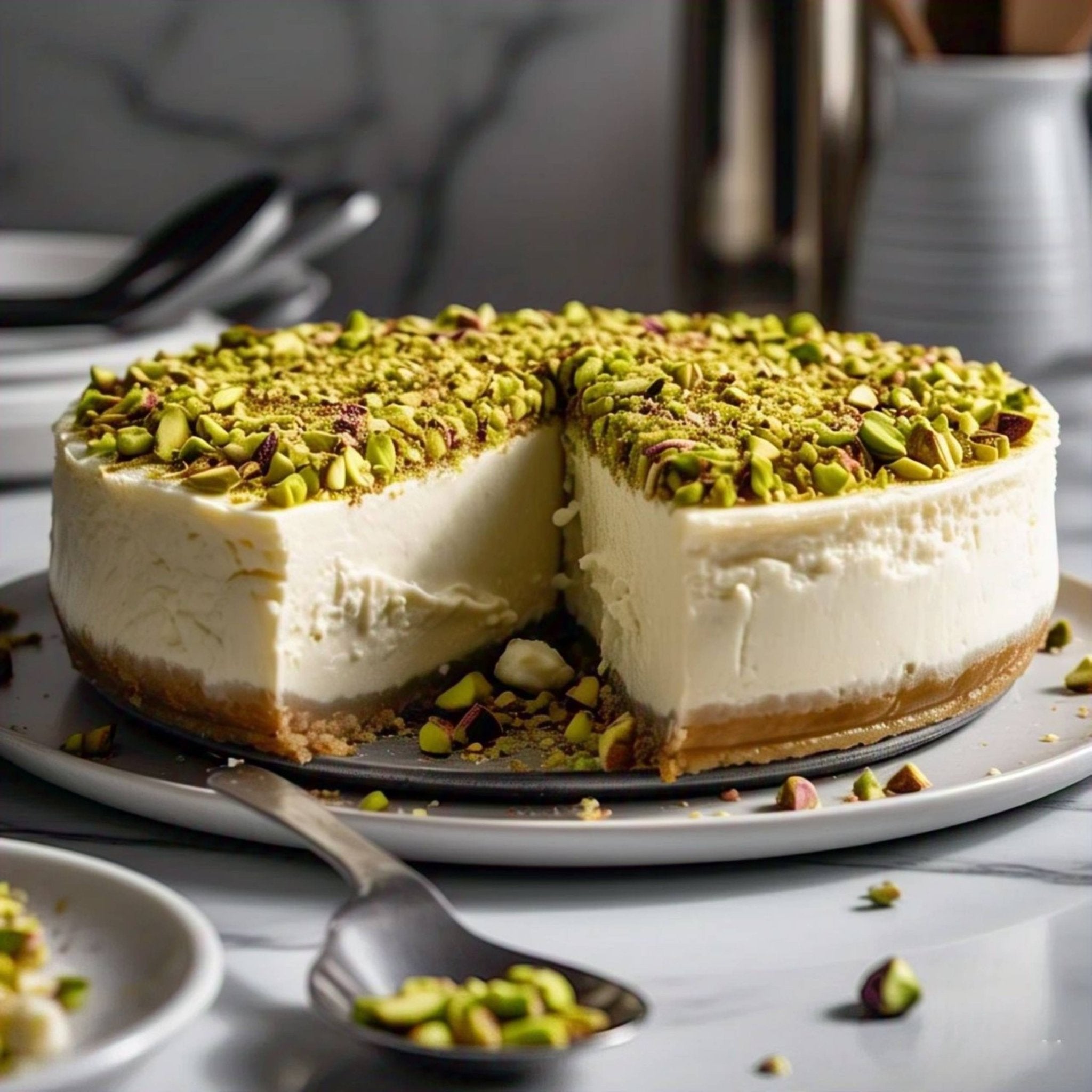 Andy Anand Sugar-Free Gluten-Free Caramel Pistachio Cheesecake (9-inch, 2.6 lbs) | Sugar-Free, Gluten-Free | Local SoCal Bakery