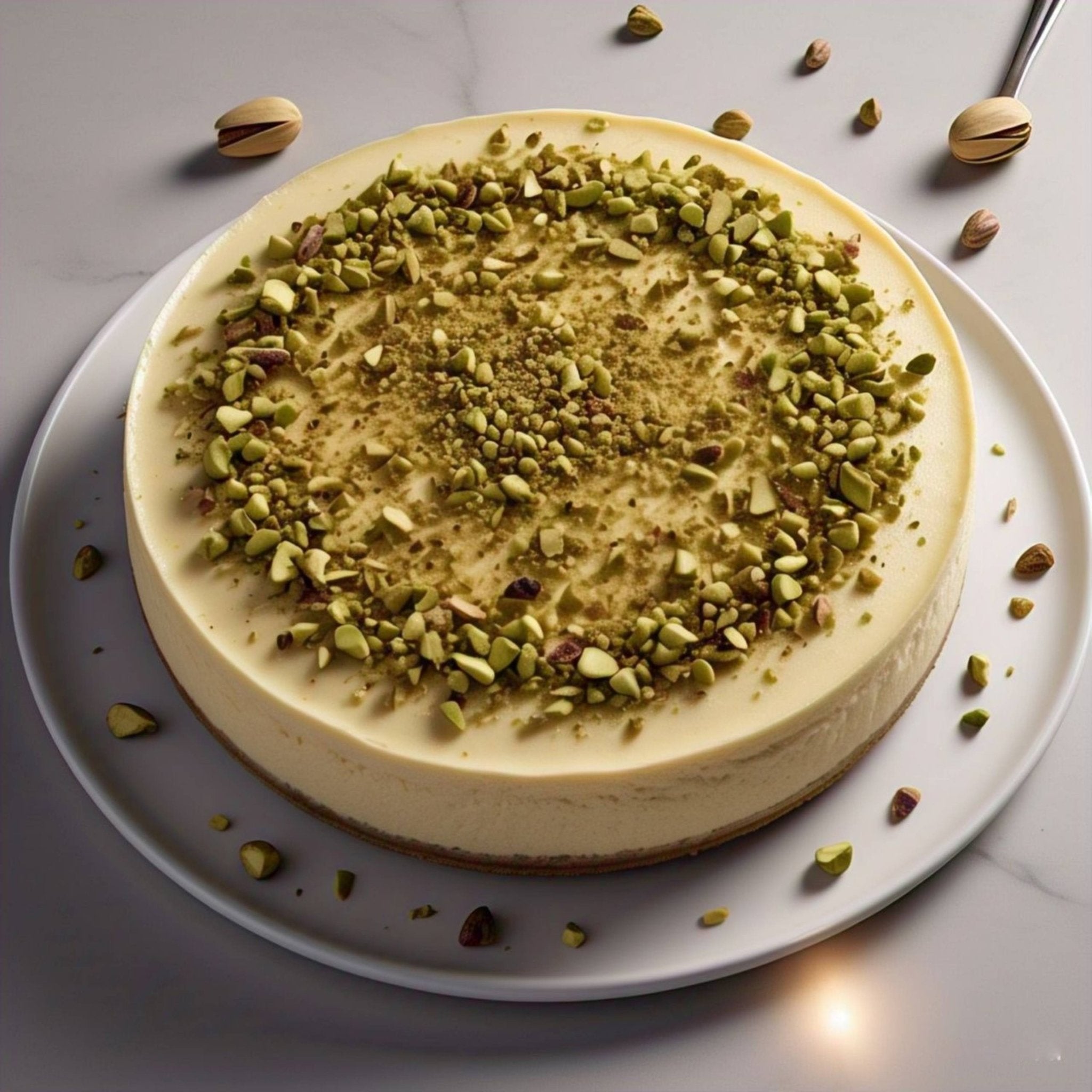 Andy Anand Sugar-Free Gluten-Free Caramel Pistachio Cheesecake (9-inch, 2.6 lbs) | Sugar-Free, Gluten-Free | Local SoCal Bakery