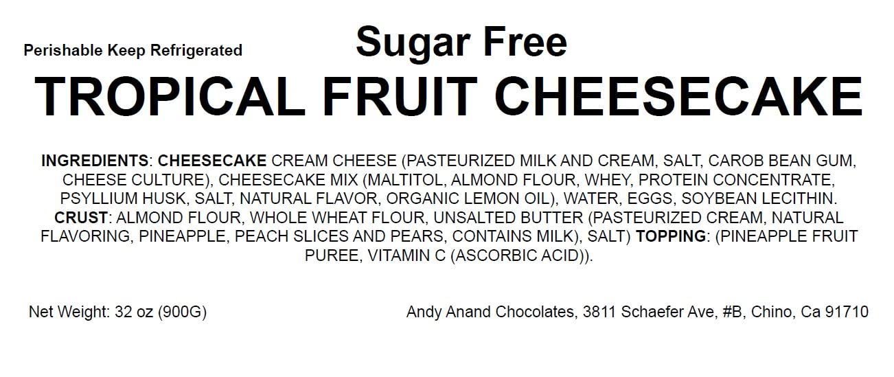 Andy Anand Sugar-Free Tropical Fruit Cheesecake (2 lbs) | Sugar-Free Cheesecake | Local SoCal Bakery