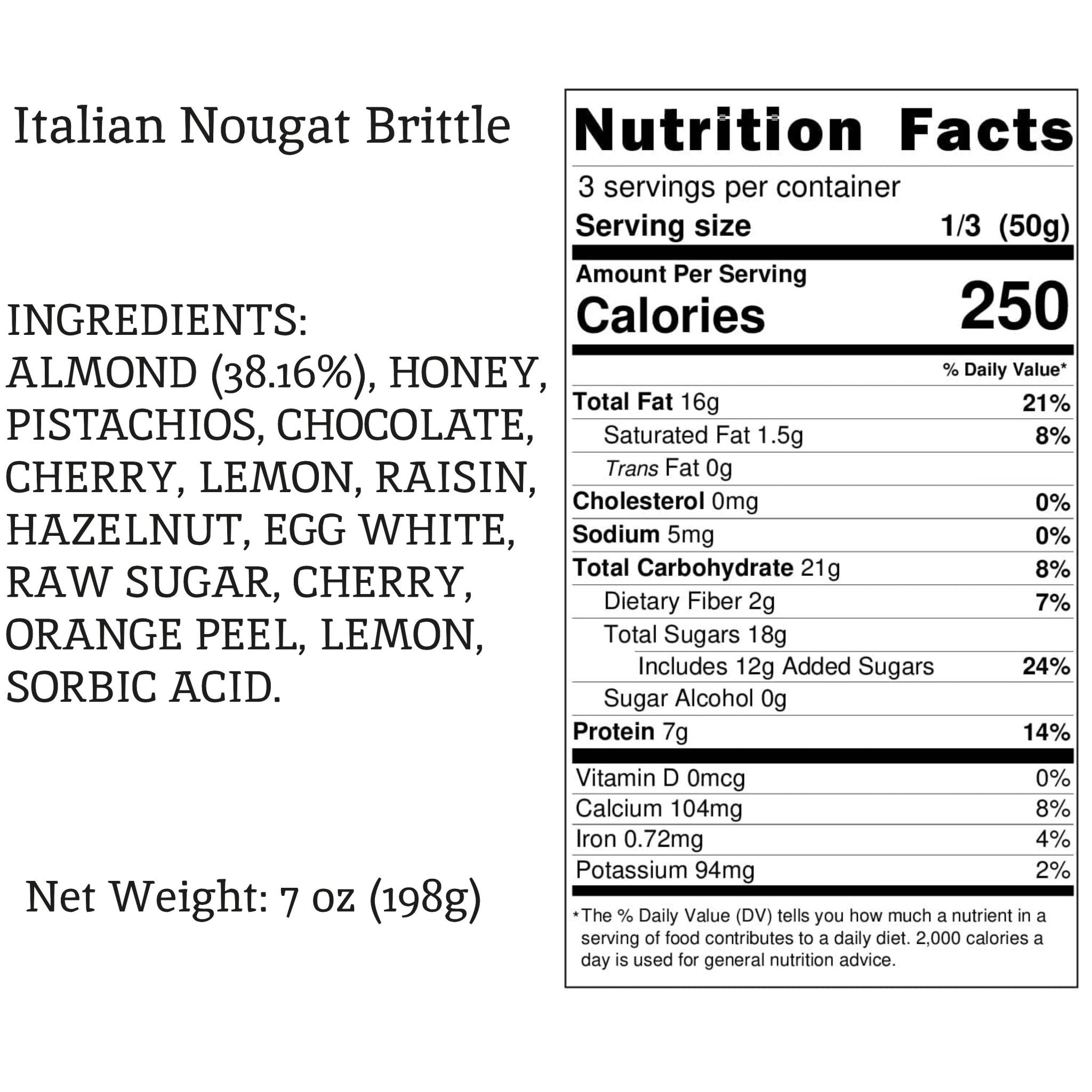 Andy Anand Italian Nougat Brittle (22 pc, 7 oz) | Almond, Pistachio, Cherry, Citrus | Local SoCal Bakery