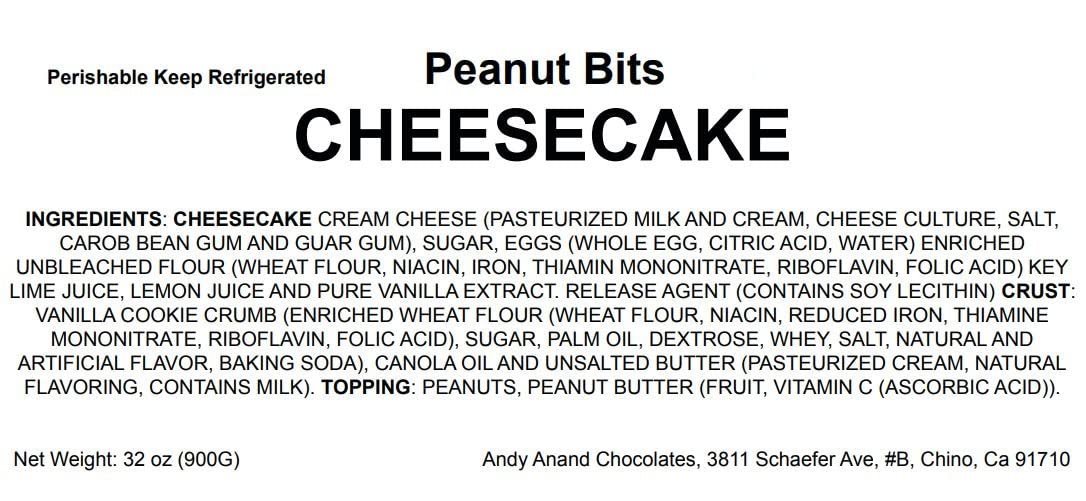 Andy Anand Peanut Cheesecake (9-inch, 2 lbs) | Hand-Baked Bakery Cheesecake | Local SoCal Bakery