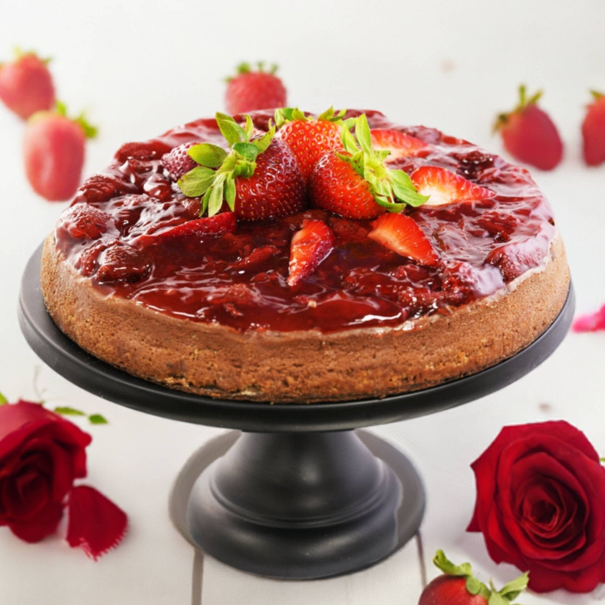 Andy Anand Sugar-Free Chocolate Strawberry Cheesecake with Truffles (9-inch, 2.8 lbs) | Sugar-Free & Keto Cheesecake | Local SoCal Bakery