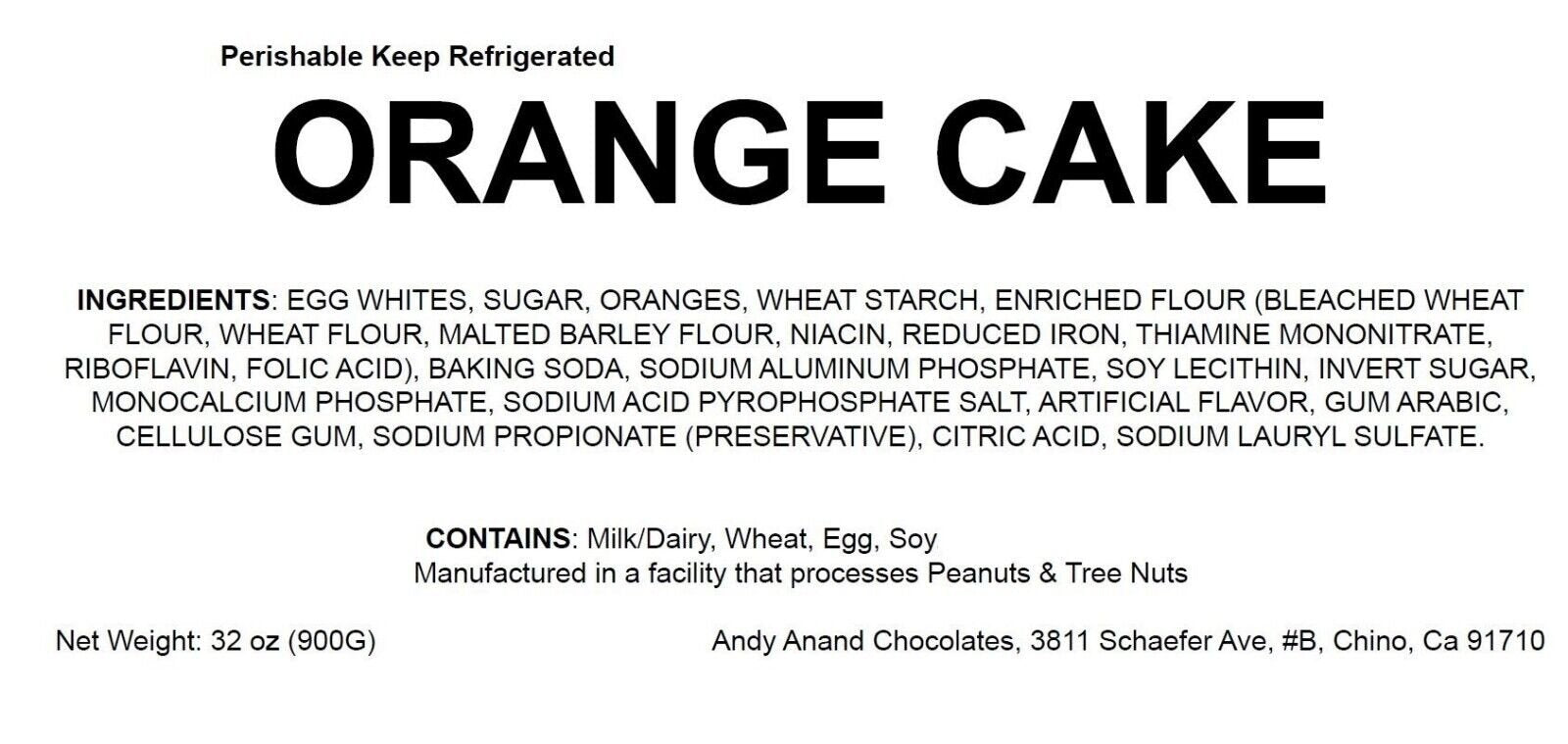 Andy Anand Orange Cake (9-inch, 2 lbs) | Hand-Baked Bakery Cake | Local SoCal Bakery