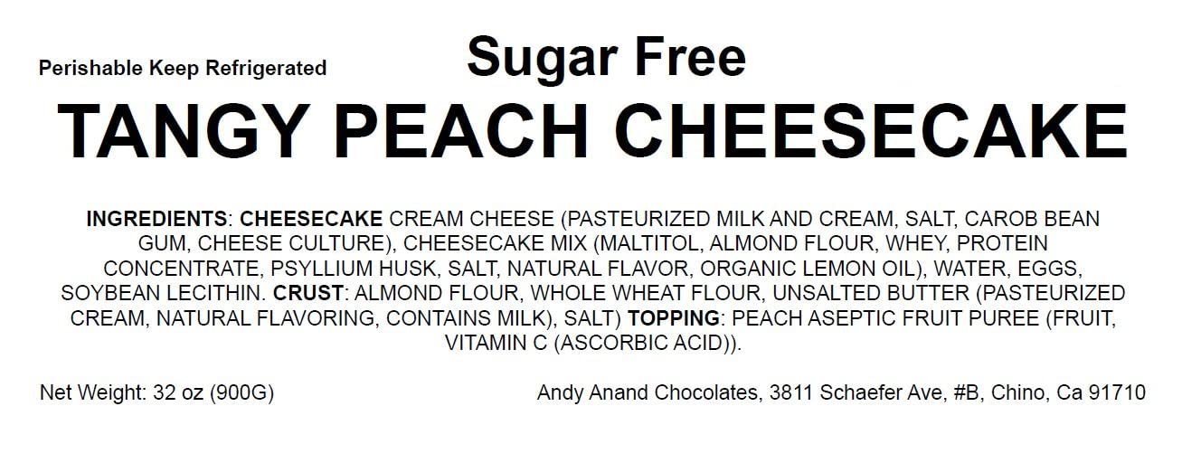 Andy Anand Sugar-Free Peach Cheesecake (9-inch, 2 lbs) | Sugar-Free Cheesecake | Local SoCal Bakery