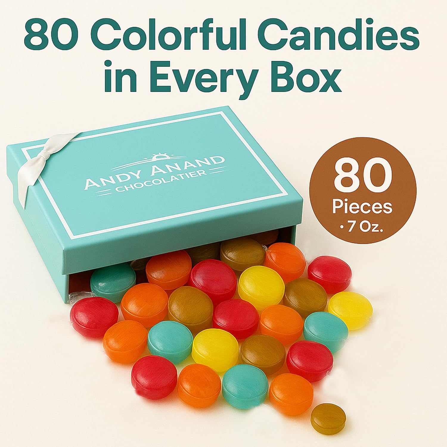Andy Anand Sugar-Free Mixed Fruit Hard Candy (80 pc, 7 oz) | European Imported, Stevia, Gluten-Free | Local SoCal Bakery