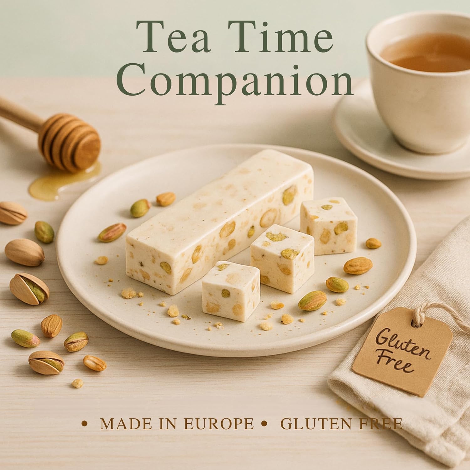 Andy Anand Italian Roasted Pistachio Nougat Brittle (7 oz) | Gluten-Free Wildflower Honey | Local SoCal Bakery
