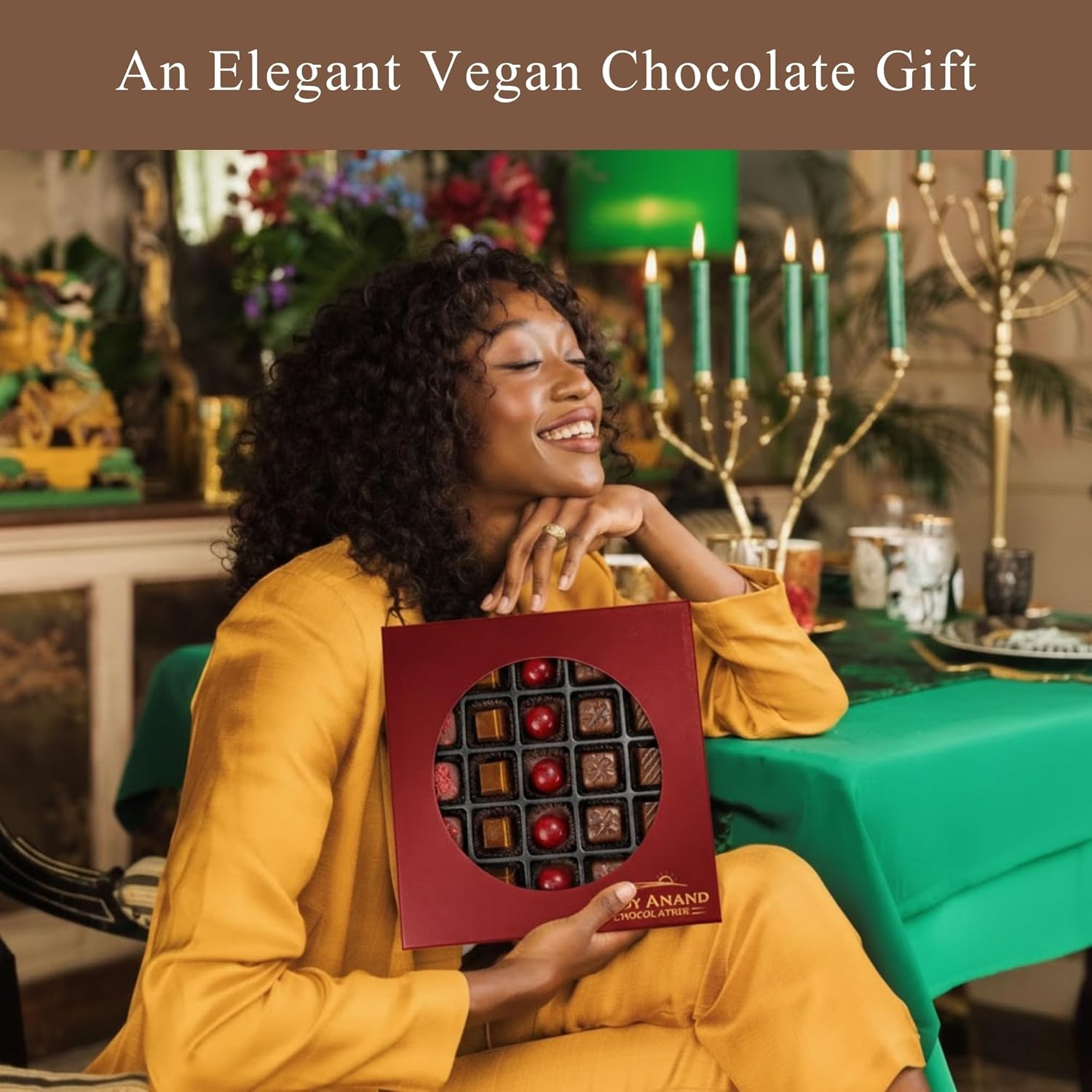 Andy Anand Vegan Dark Chocolate Truffles Praline Collection (25 pc) | Gluten-Free Gift Box, 60% Cocoa Butter | Local SoCal Chocolatier
