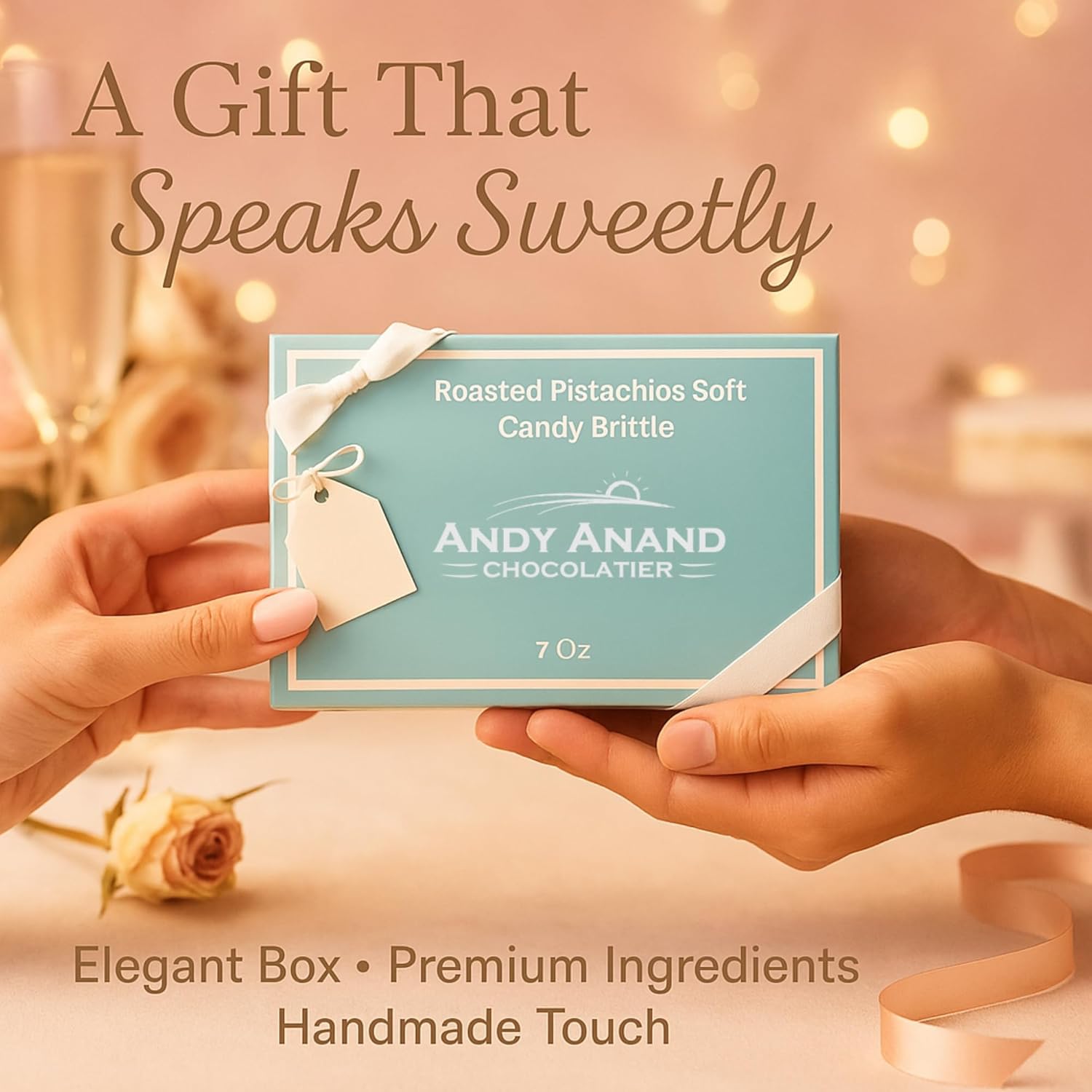 Andy Anand Italian Roasted Pistachio Nougat Brittle (7 oz) | Gluten-Free Wildflower Honey | Local SoCal Bakery
