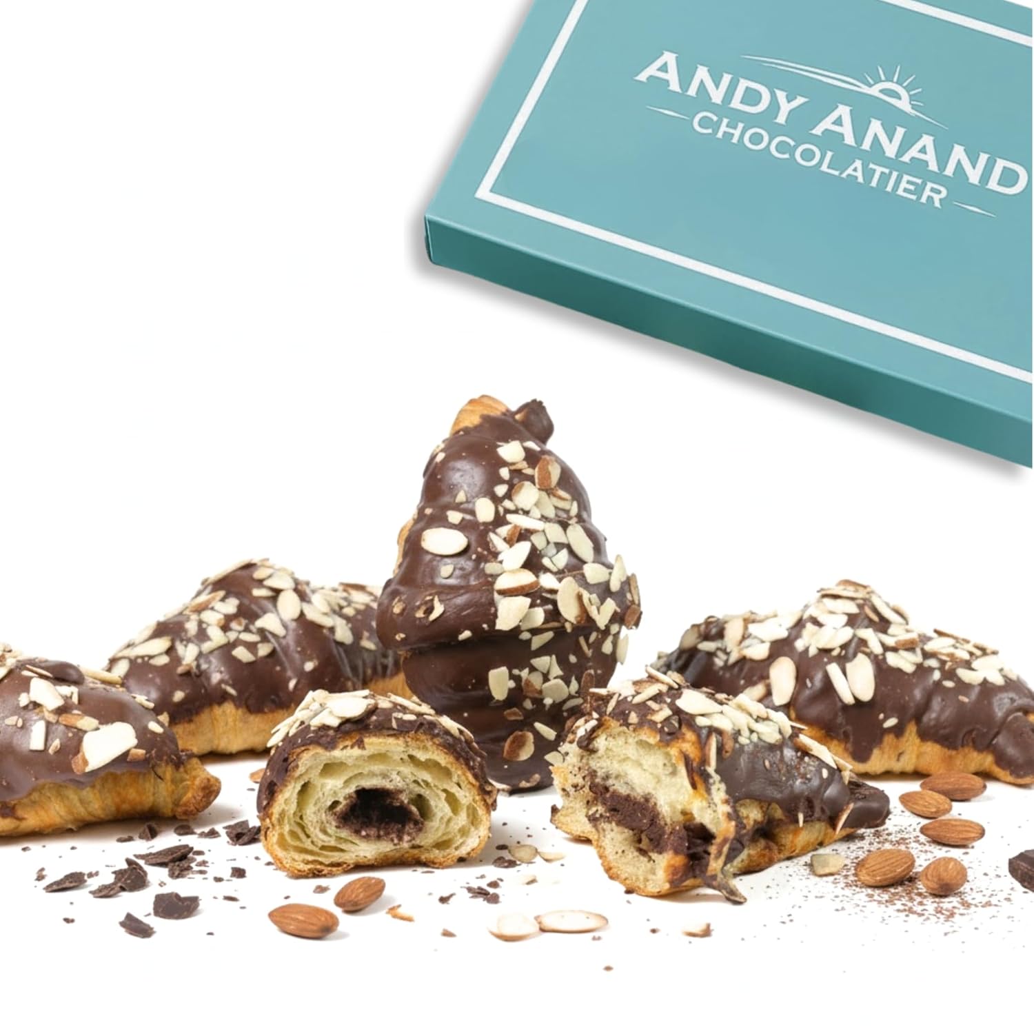 Andy Anand Sugar-Free Dark Chocolate Almond Croissant Cake (10 pc, 2 lbs) | Sugar-Free & Keto | Local SoCal Bakery