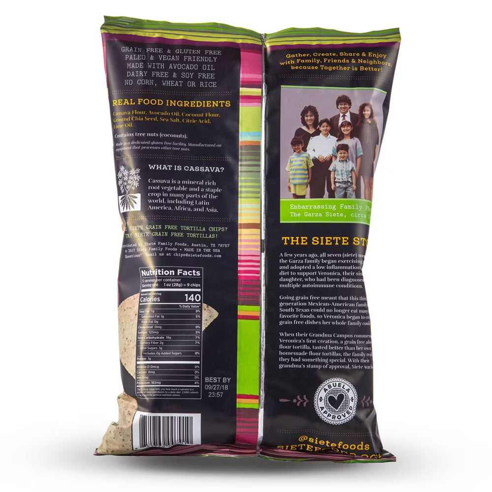 Siete Lime Tortilla Chips, 1 oz (Case of 24)