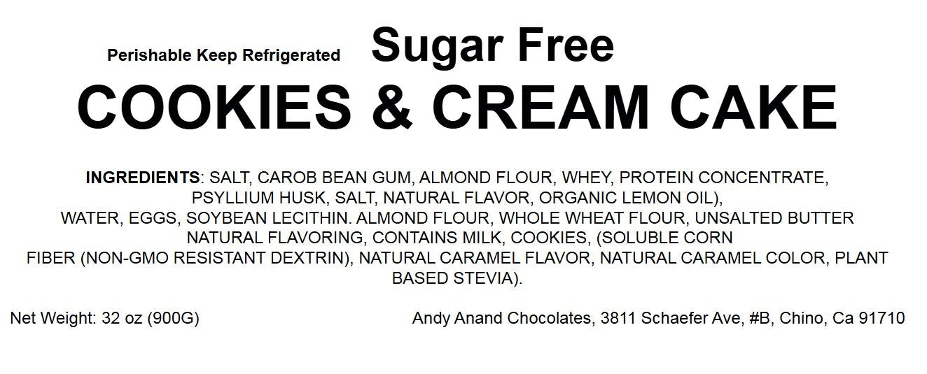 Andy Anand Sugar-Free Cookies & Cream Cake (9-inch, 2 lbs) | Keto & Diabetic-Friendly | SoCal Bakery