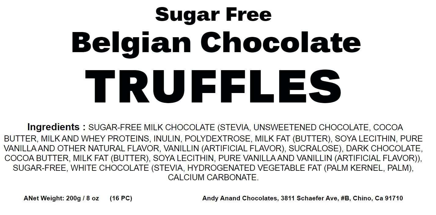 Andy Anand Sugar-Free Belgian Chocolate Truffles Gift Box (16 pc) | 60% Cocoa Butter, Sugar-Free & Keto | Local SoCal Chocolatier