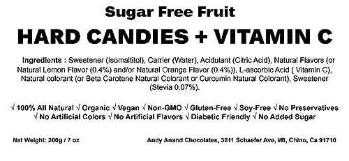Andy Anand Sugar-Free Mixed Fruit Hard Candy (80 pc, 7 oz) | European Imported, Stevia, Gluten-Free | Local SoCal Bakery