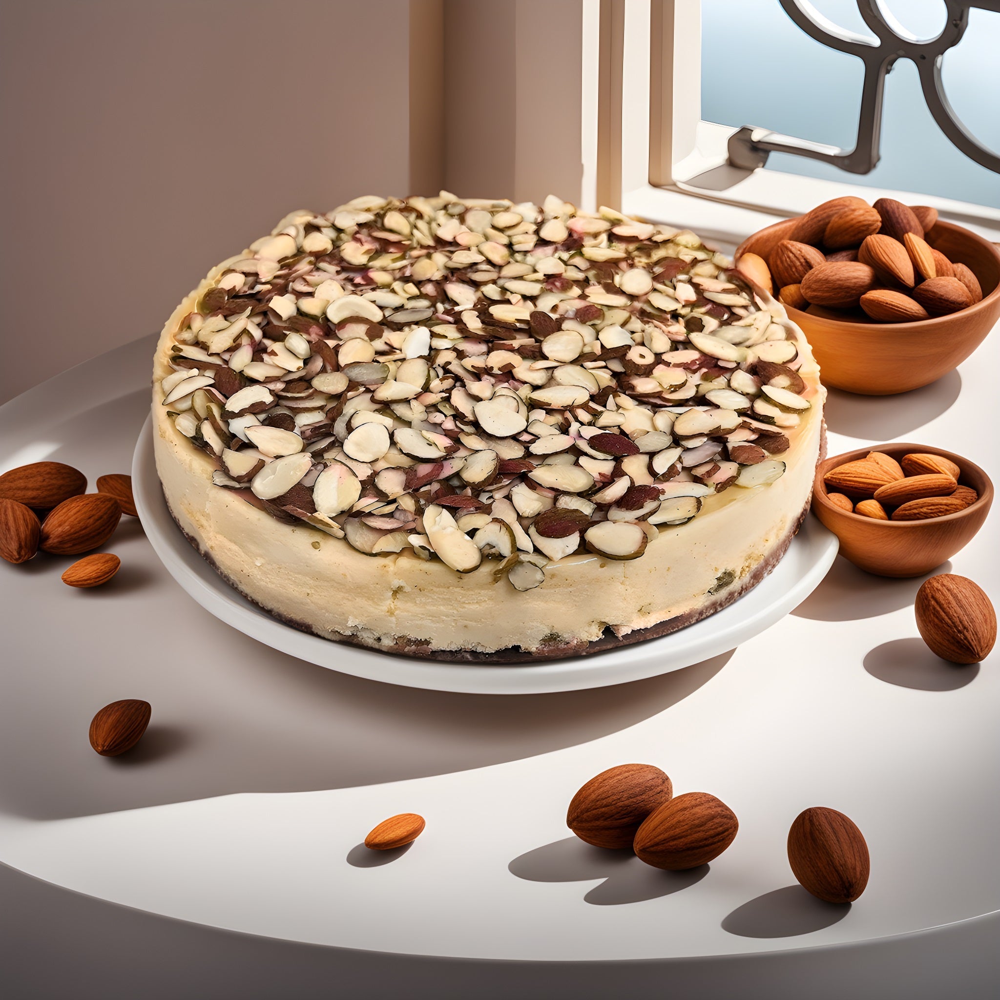 Andy Anand Sugar-Free Almond Cheesecake (9-inch, 2.6 lbs) | Sugar-Free Cheesecake | Local SoCal Bakery