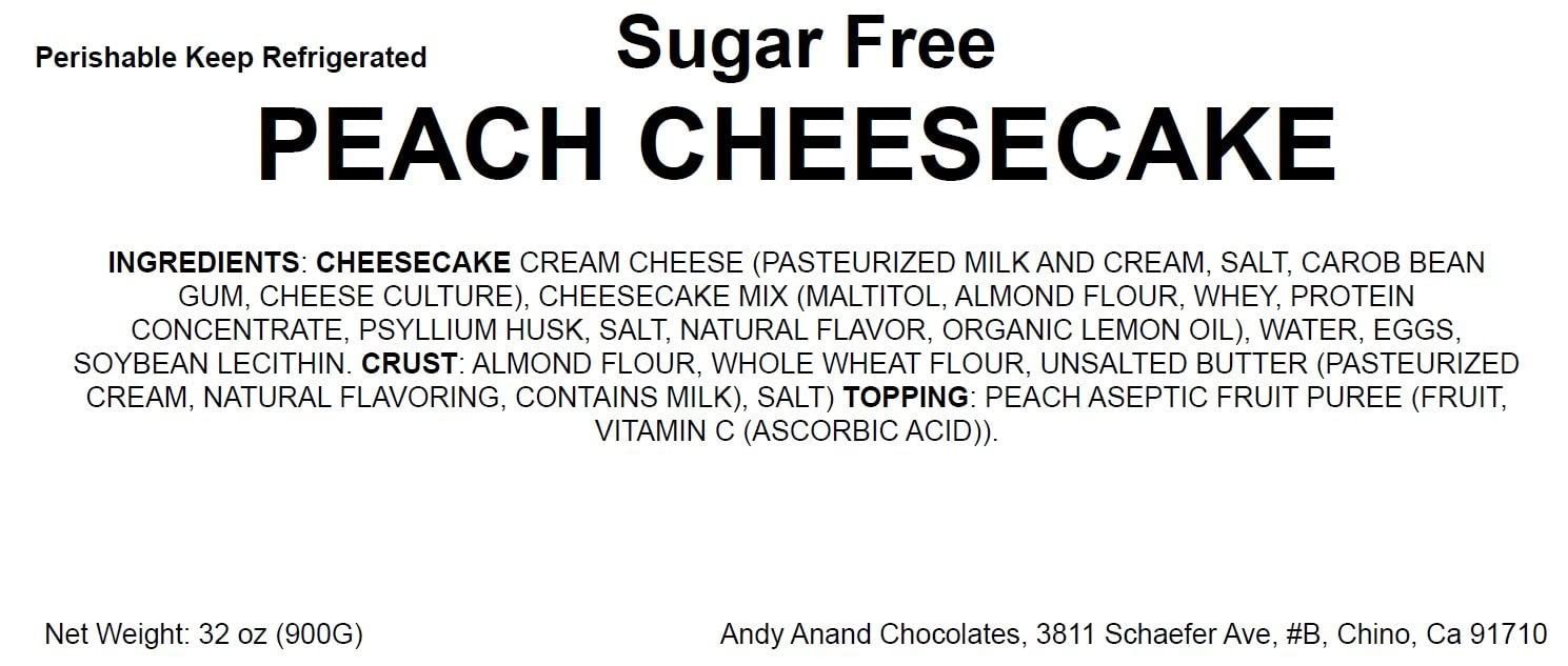 Andy Anand Sugar-Free Peach Cheesecake (9-inch, 2.6 lbs) | Sugar-Free Cheesecake | Local SoCal Bakery
