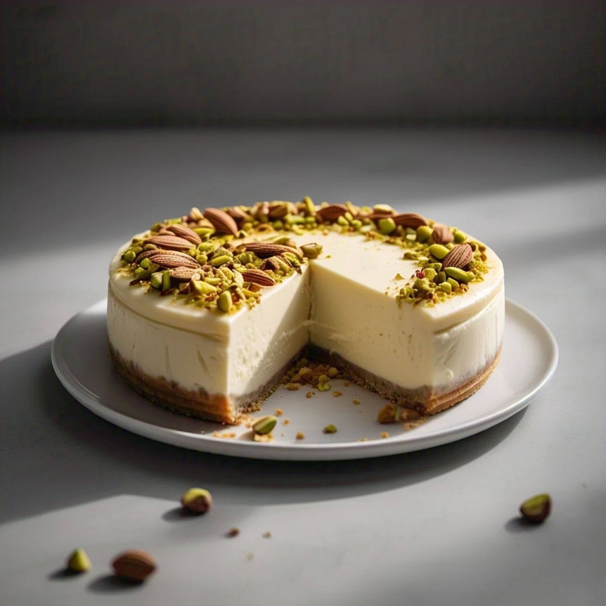 Andy Anand Sugar-Free Pistachio Almond Cheesecake (9-inch, 2 lbs) | Sugar-Free Cheesecake | Local SoCal Bakery