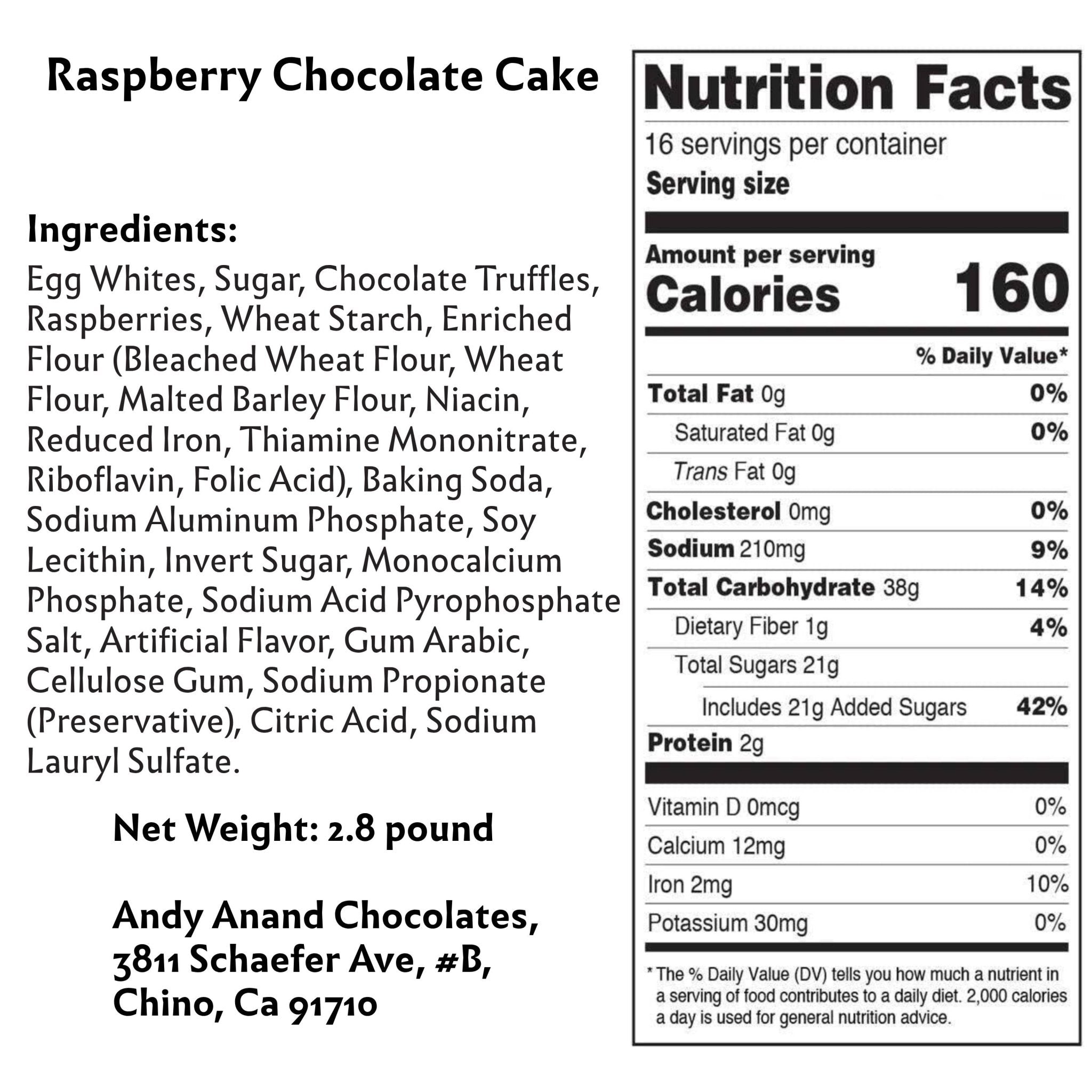 Andy Anand Chocolate Raspberry Truffle Cake with Real Truffles (9-inch, 2.8 lbs) | Hand-Baked Bakery Cake | Local SoCal Bakery