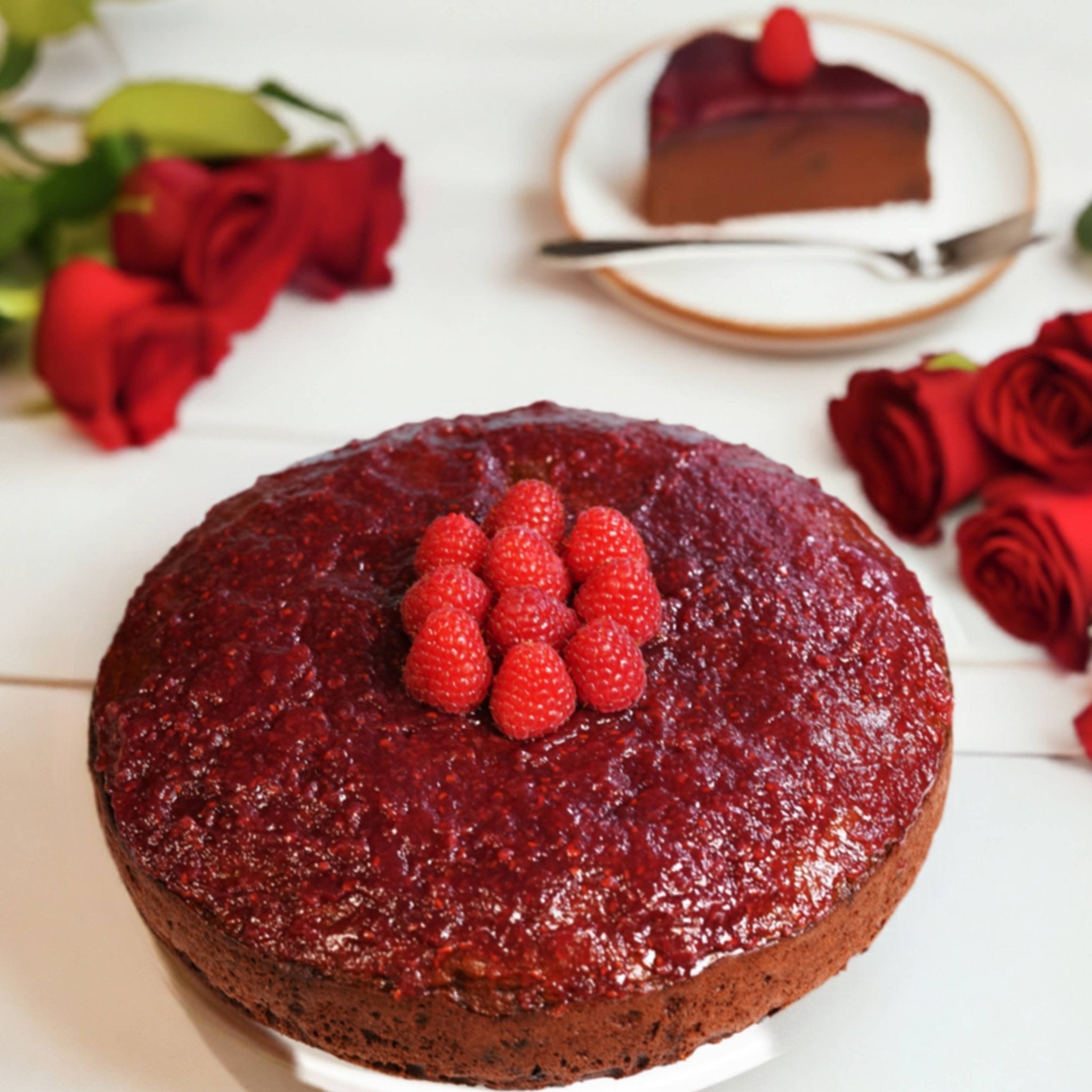 Andy Anand Chocolate Raspberry Truffle Cake with Real Truffles (9-inch, 2.8 lbs) | Hand-Baked Bakery Cake | Local SoCal Bakery