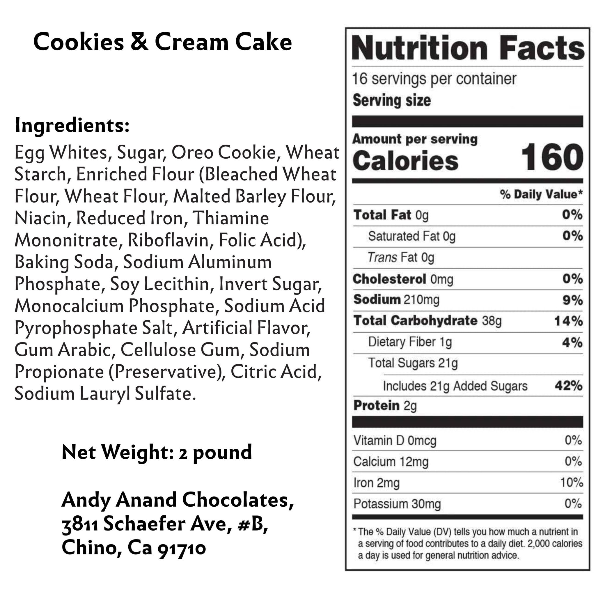 Andy Anand Cookies & Cream Cake (9-inch) | Hand-Baked Bakery Cake | Local SoCal Bakery