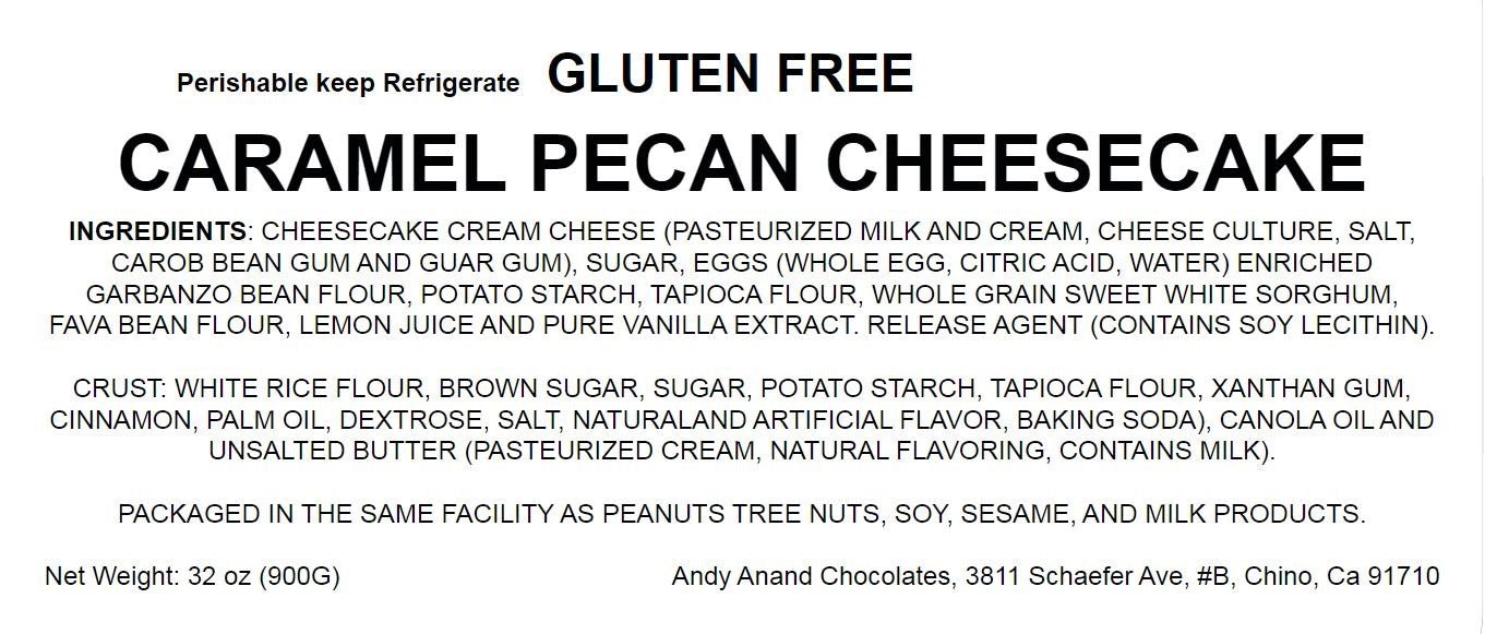 Andy Anand Gluten-Free Caramel Pecan Cheesecake (9-inch, 2.8 lbs) | Hand-Baked Bakery Cheesecake | Local SoCal Bakery