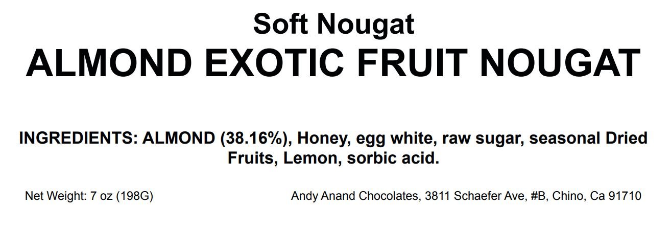 Andy Anand Roasted Almond Fruit Soft Nougat (22 pc, 7 oz) | European Turron with Exotic Fruits | Local SoCal Bakery