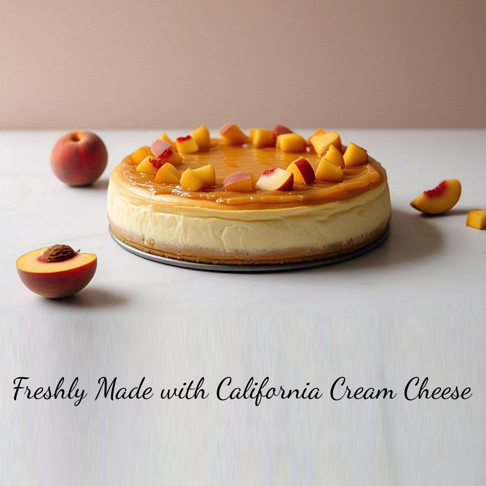 Andy Anand Sugar-Free Peach Cheesecake (9-inch, 2.6 lbs) | Sugar-Free Cheesecake | Local SoCal Bakery
