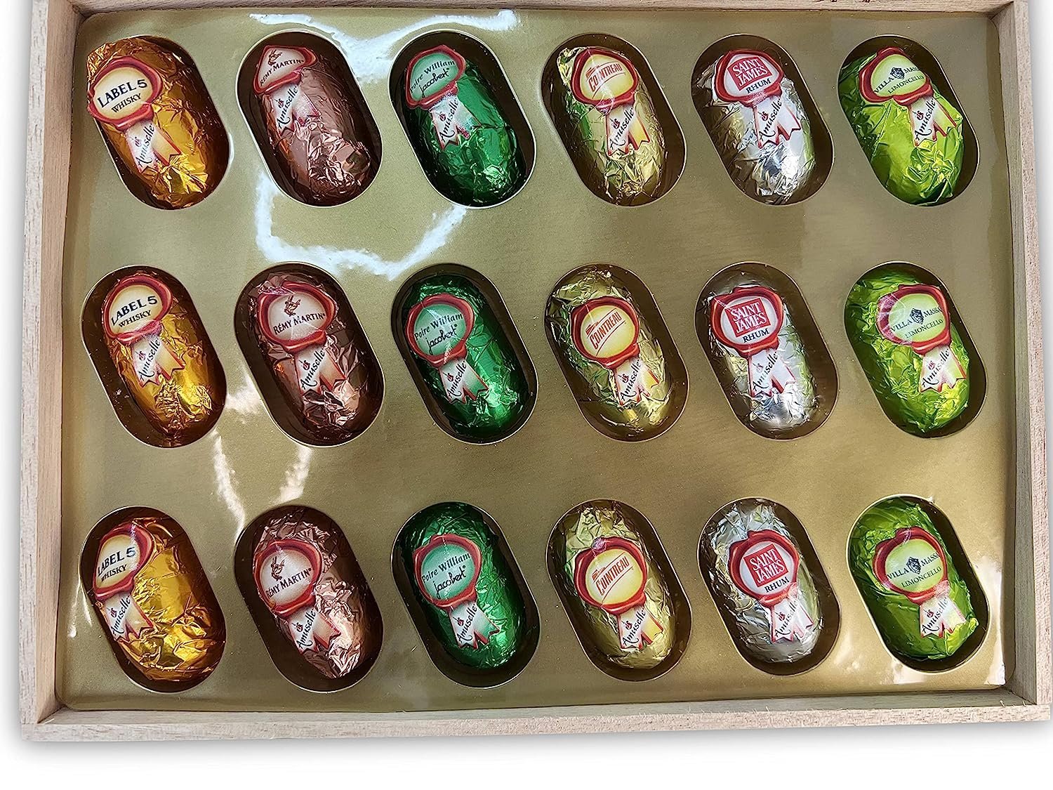 Andy Anand Vegan European Liqueur Dark Chocolate Bottle Cordials (18 pc) | Non-Alcoholic, 60% Cocoa Butter | Local SoCal Chocolatier